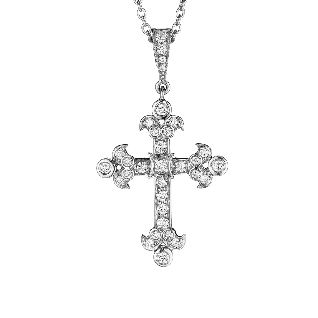 Penny Preville 18K White Gold Classic Diamond Cross Pendant - 87
