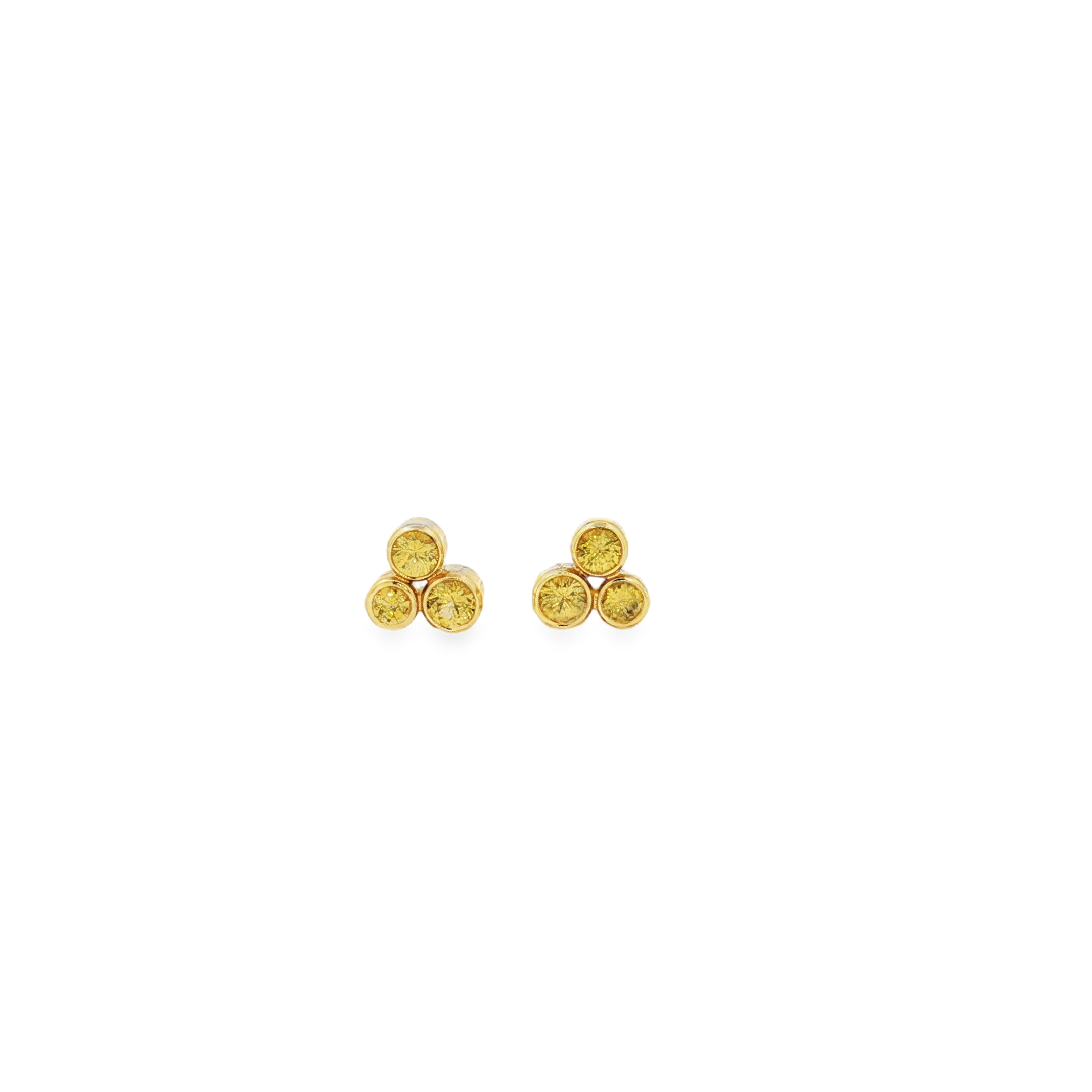18K Yellow Gold Yellow Sapphire Cluster Earrings