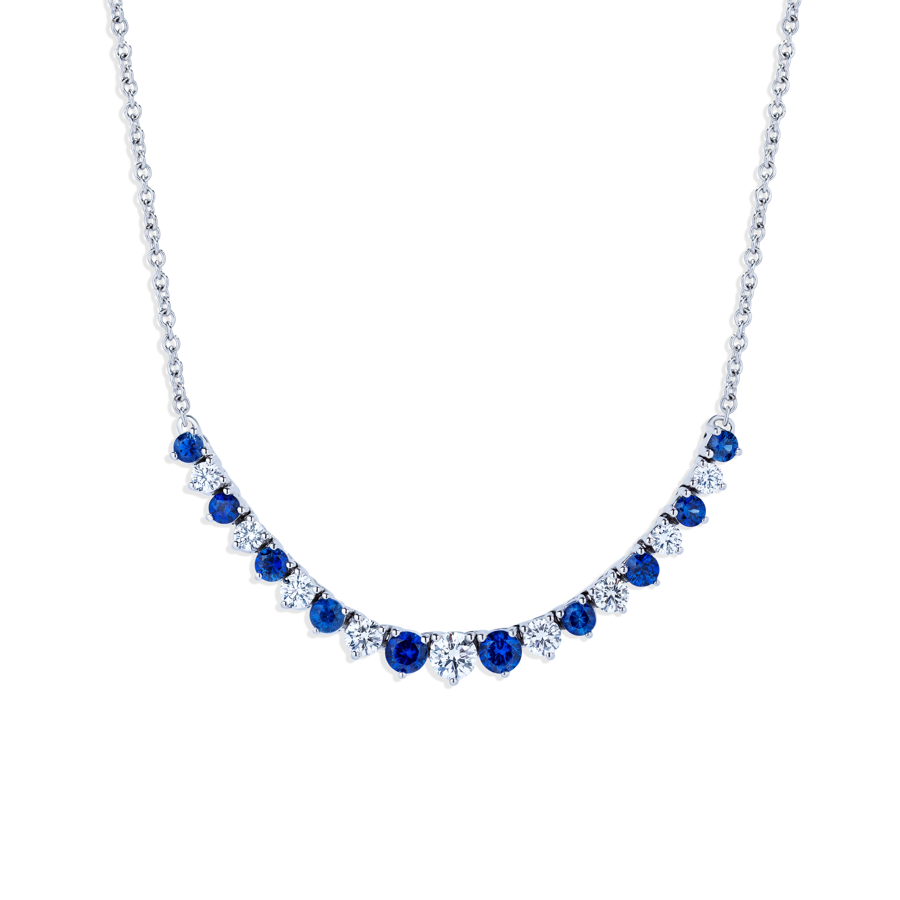 18K White Gold Diamond and Sapphire Necklace