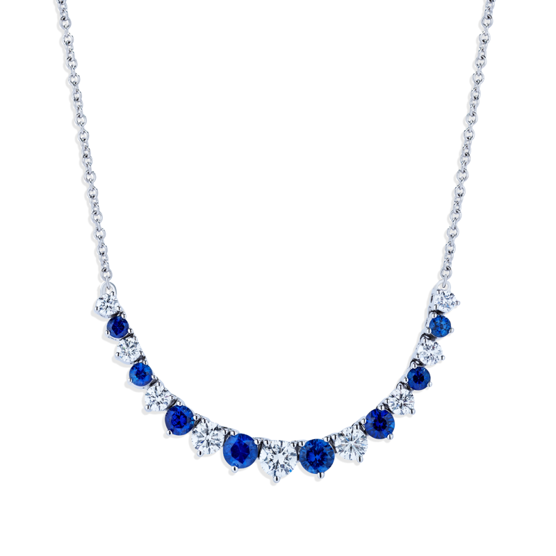 18K White Gold Diamond and Sapphire Necklace
