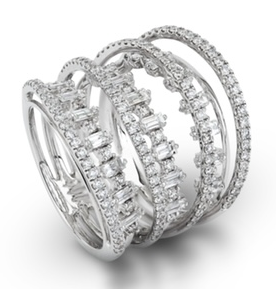 18K White Gold Diamond Seven Row Band