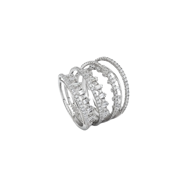 18K White Gold Diamond Seven Row Band