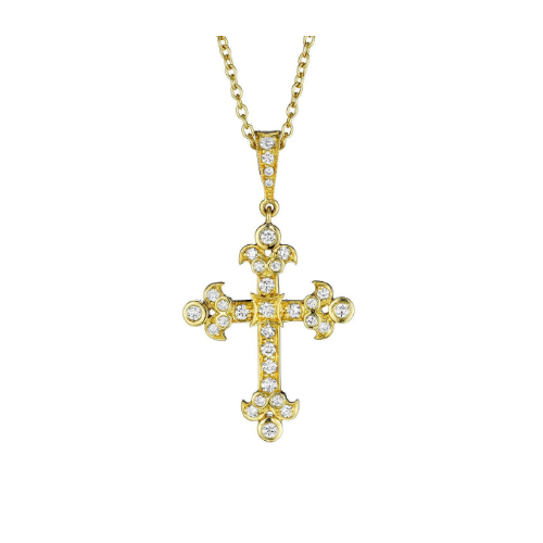 Penny Preville 18K Yellow Gold Classic Diamond Cross Pendant - 89