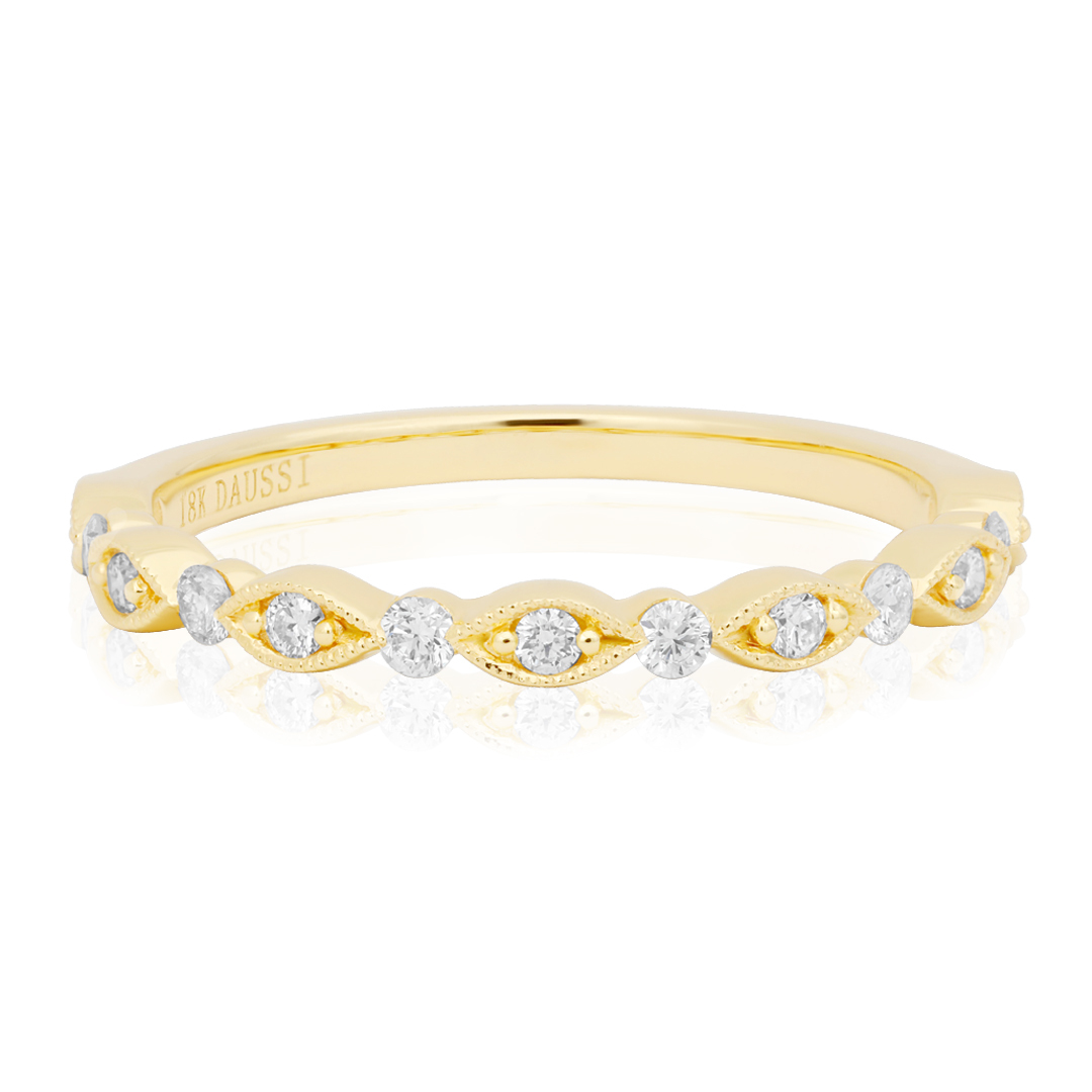 18K Yellow Gold Marquise and Round Diamond Band itemprop=