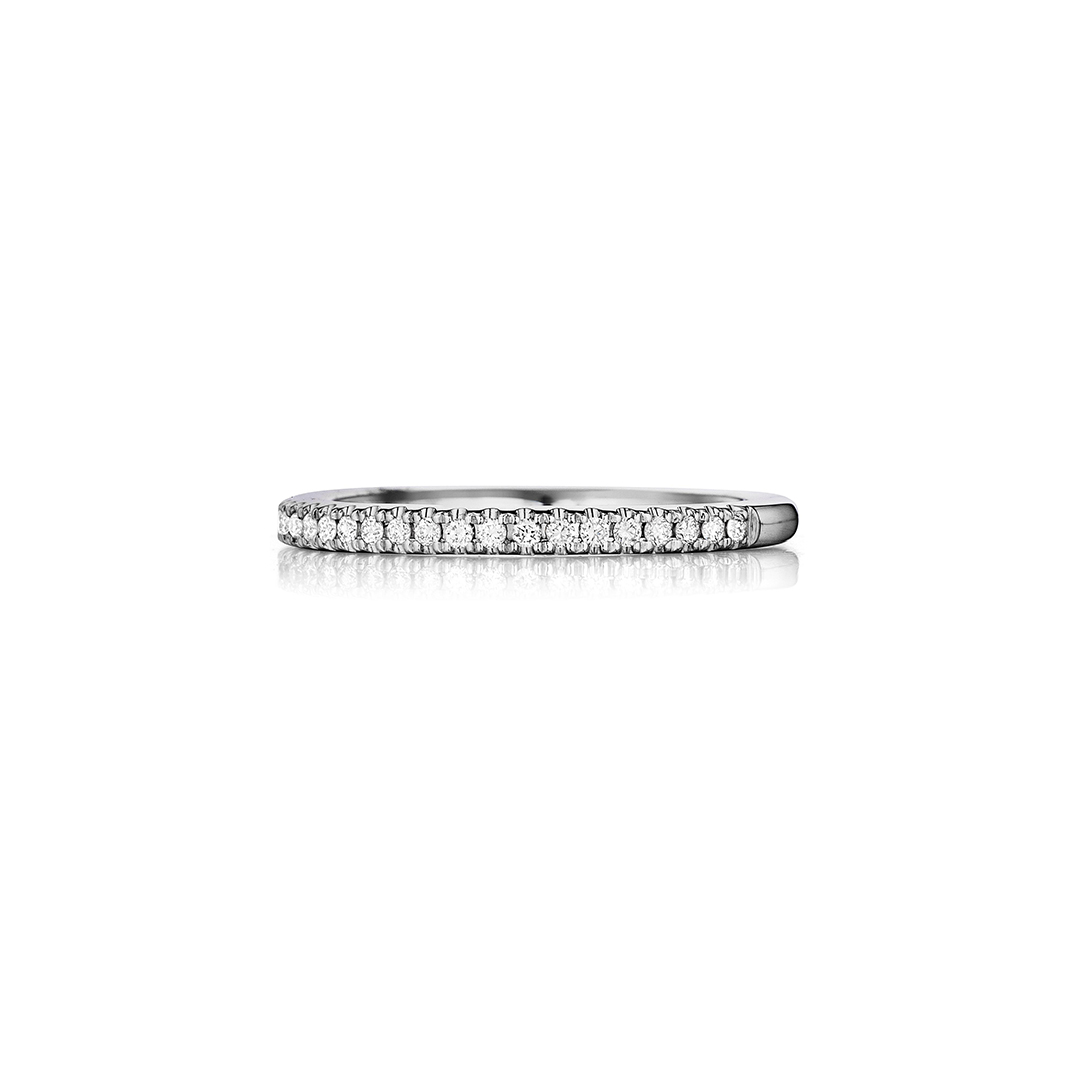 Henri Daussi 18K White Gold Round Diamond Band - 1051