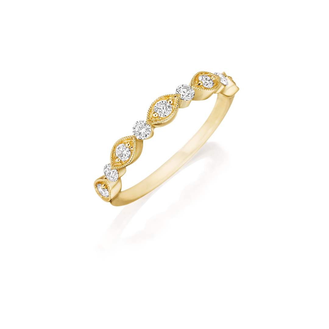 Henri Daussi 18K Yellow Gold Diamond Band