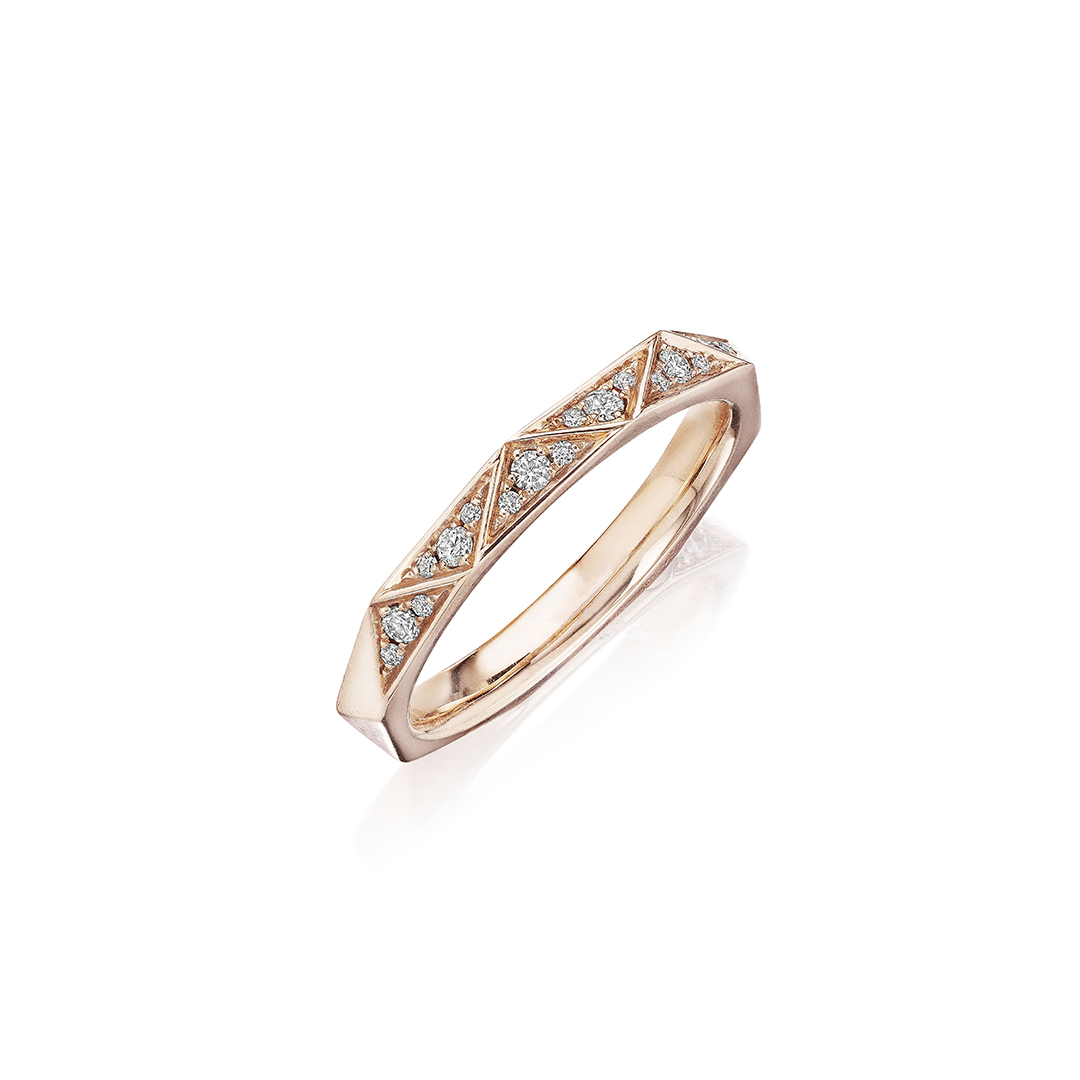 Henri Daussi 14K Rose Gold Diamond Band - 1063