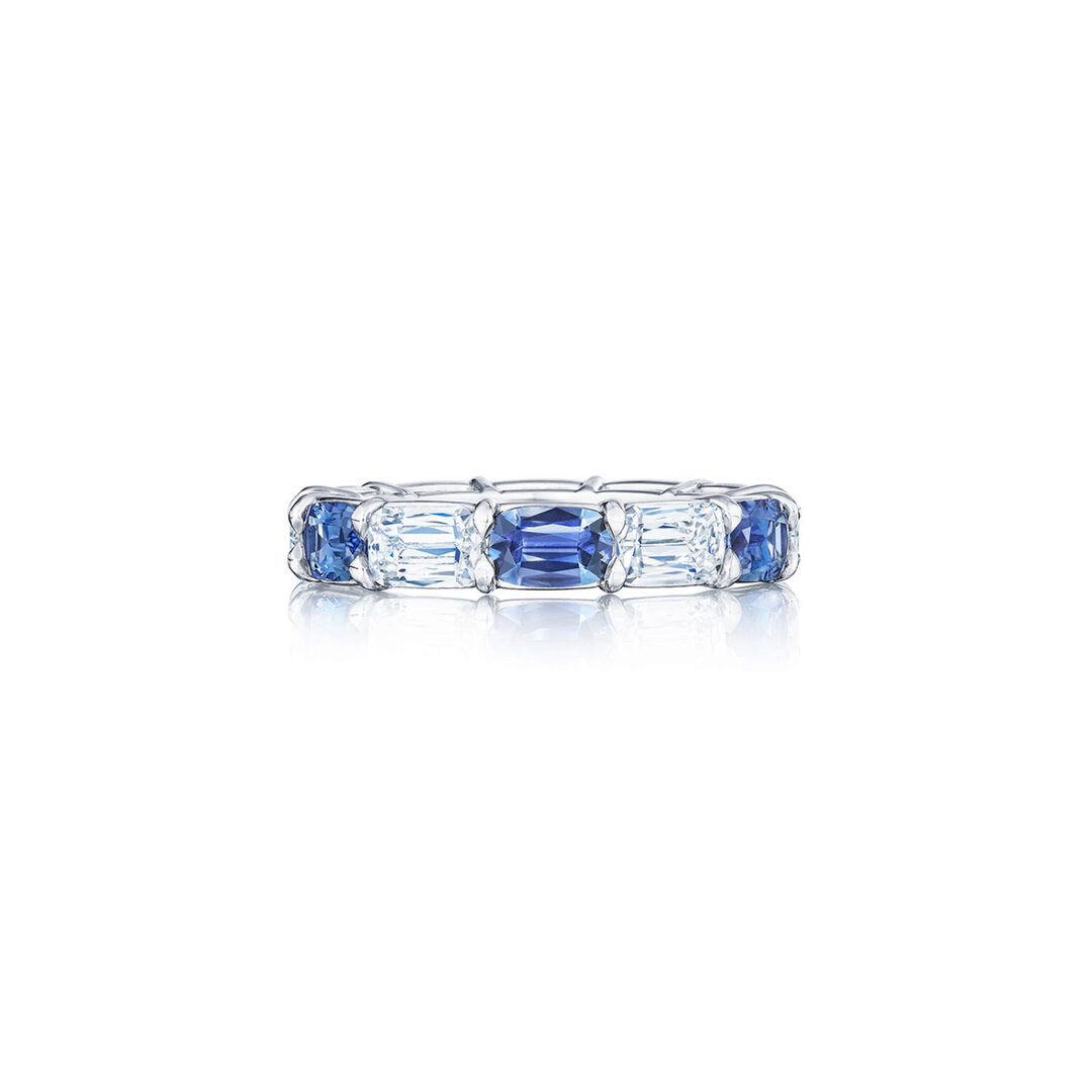 Kwiat Ashoka Cut Diamond and Blue Sapphire Band