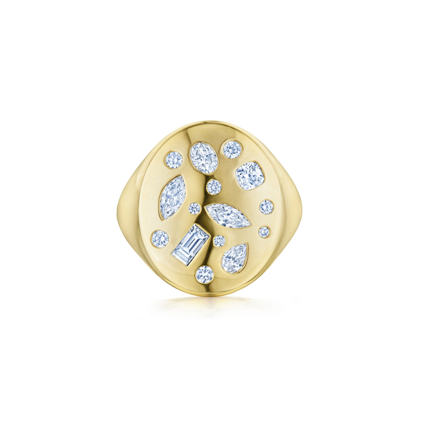 Kwiat 18K Yellow Gold Cobblestone Diamond Signet Ring