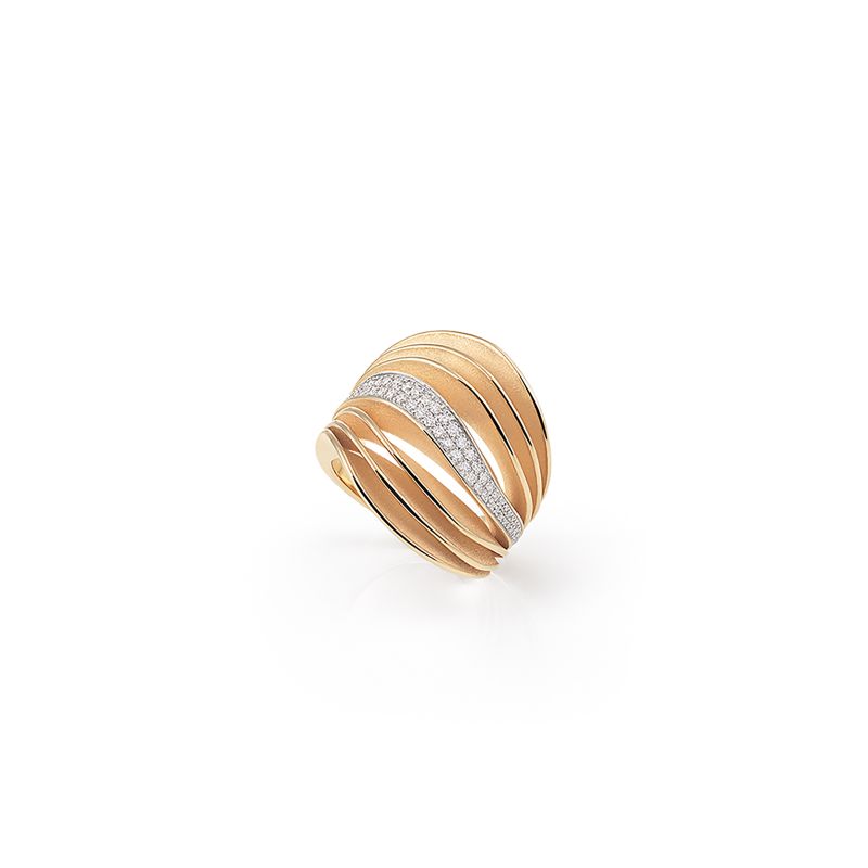Annamaria Cammilli 18K Orange Apricot Gold Velaa Pave Seven Row Diamond Ring - GAN3269J