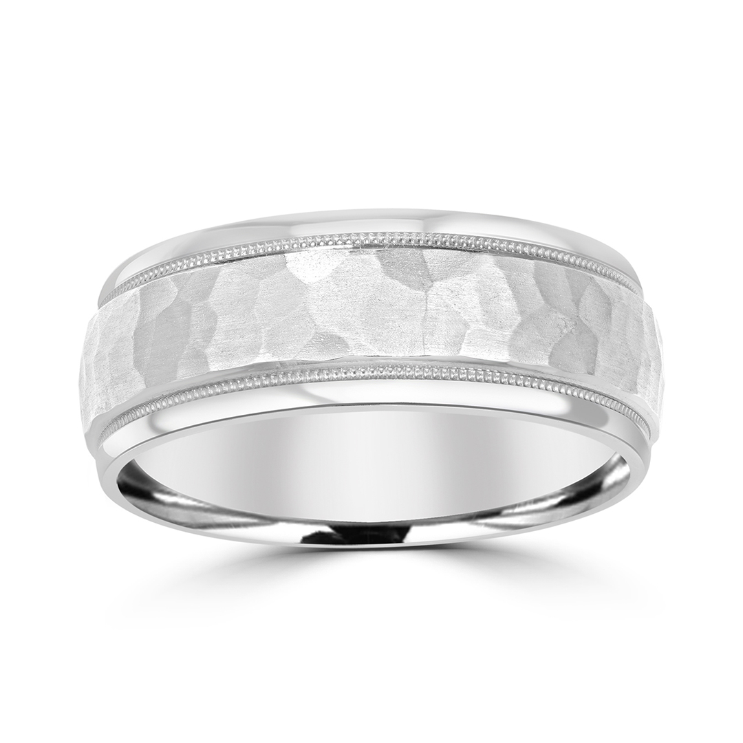 Platinum 8mm Hammered Wedding Band