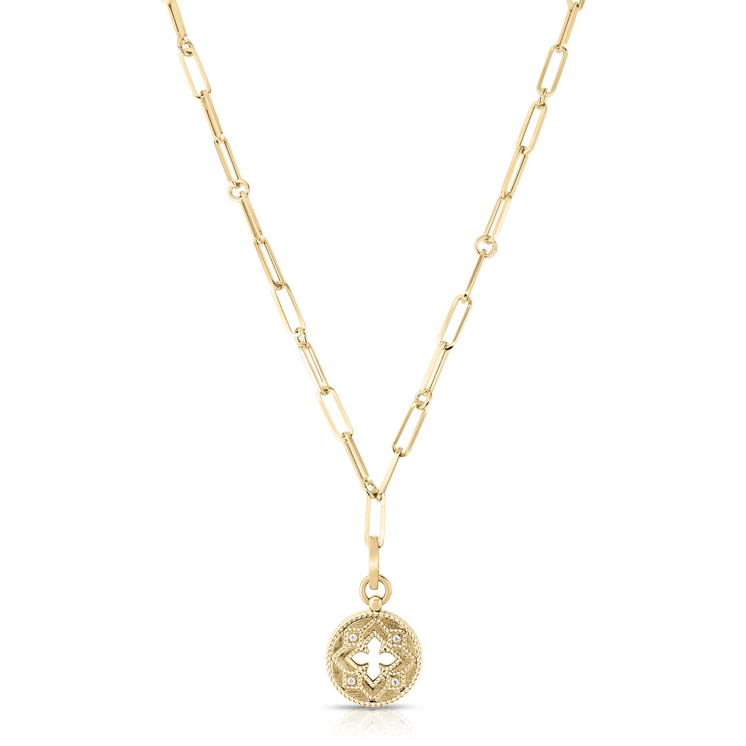 Roberto Coin 18K Yellow Gold Venetian Princess Diamond Medallion Necklace