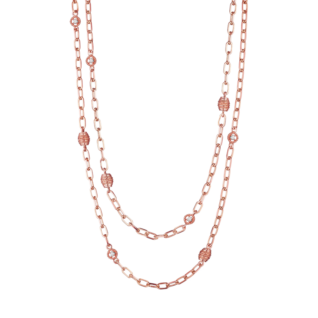 Penny Preville 18K Rose Gold and Diamond Rhondel Necklace