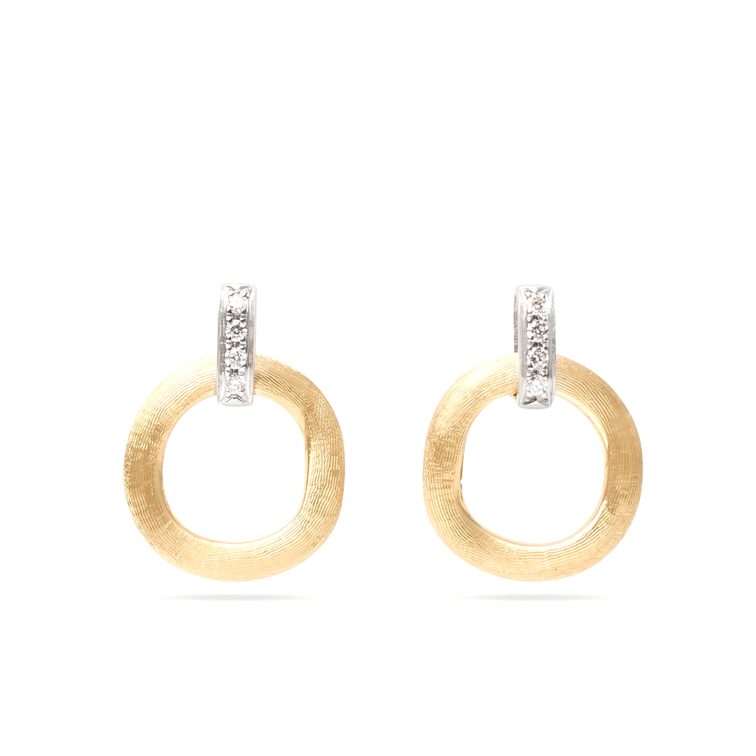 18K Yellow and White Gold Jaipur Link Collection Diamond Stud Drop Earrings