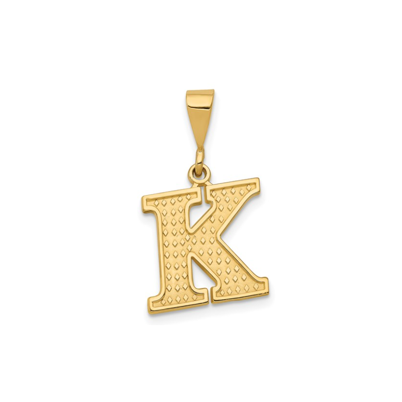 14K Yellow Gold Large "K" Pendant - 1137