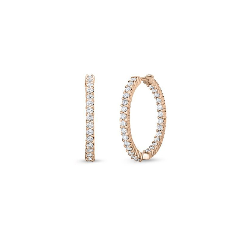 Roberto Coin 18K Rose Gold Extra Large Diamond Inside/Out Hoop Earrings