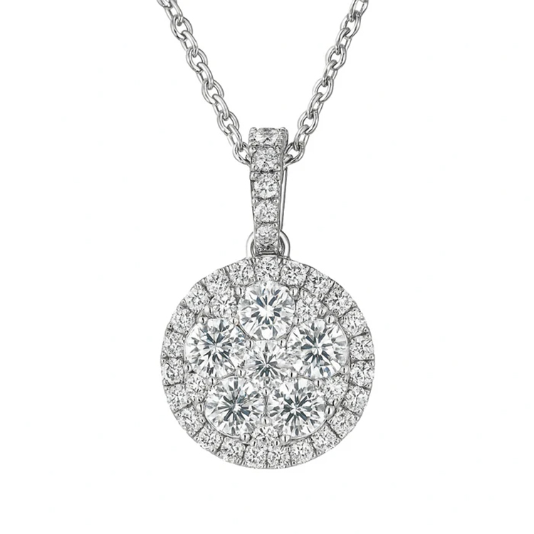 18K White Gold Diamond Pendant Necklace