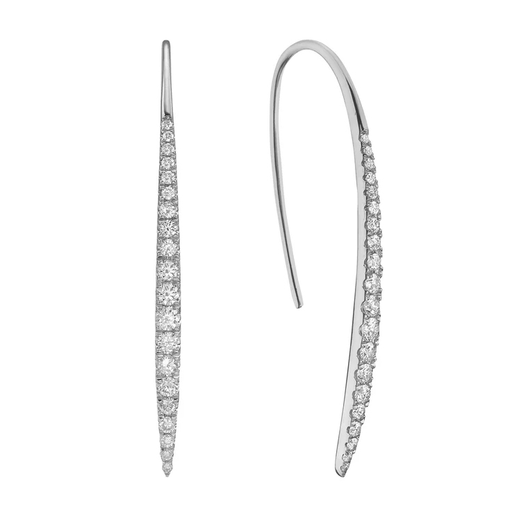 18K White Gold Diamond Wire Earrings