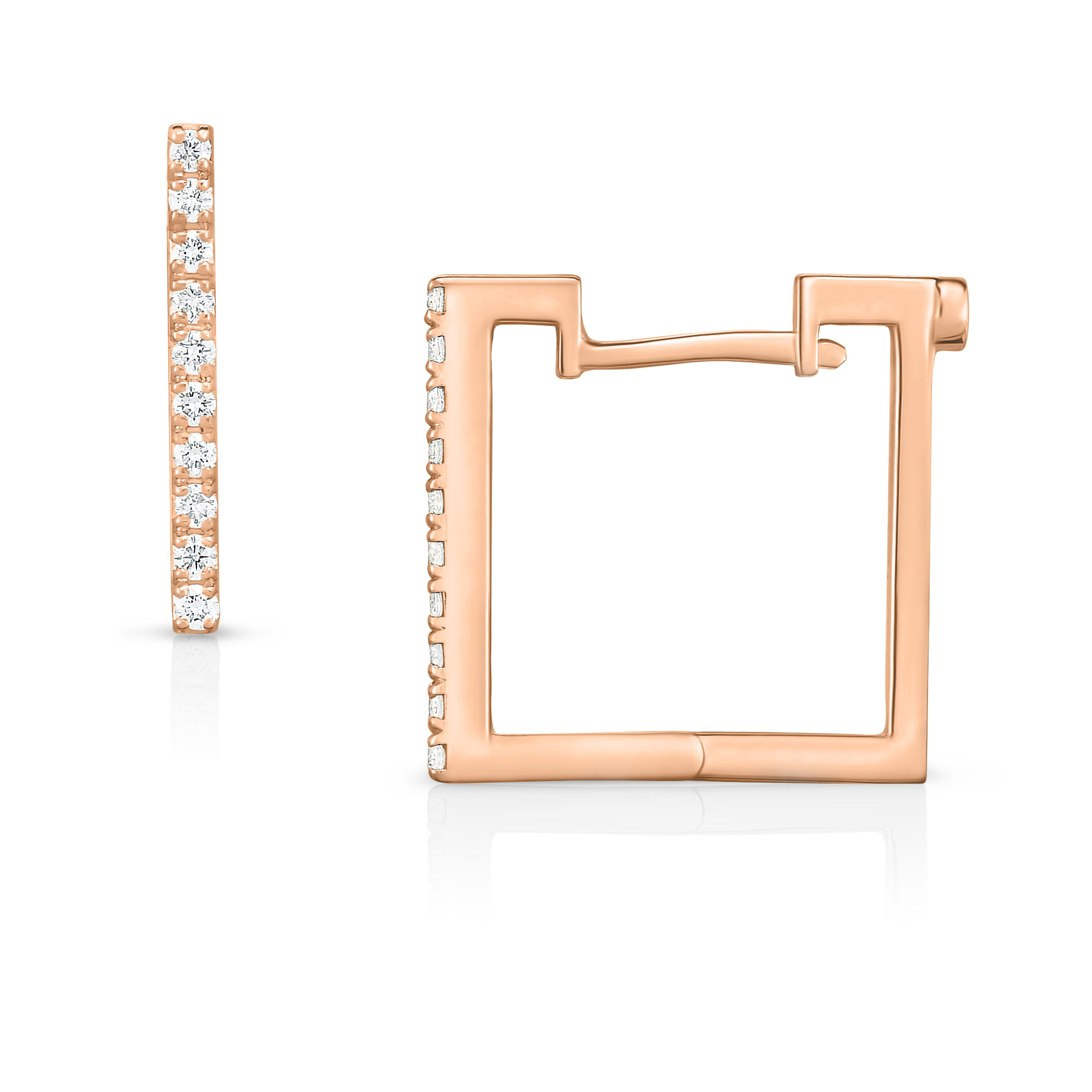 Roberto Coin 18K Rose Gold Classic Diamond Square Hoop Earrings