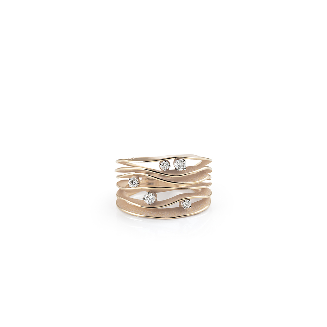Anna Maria Cammilli 18K Natural Beige Gold Essential Dune Diamond Ring - GAN0914N