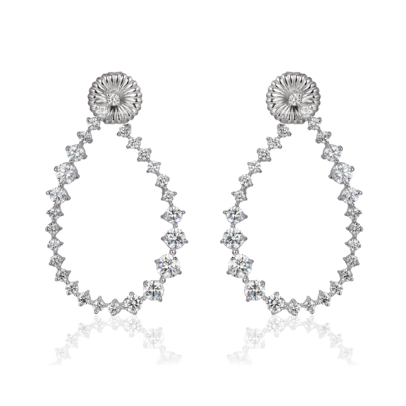18K White Gold Diamond Loop Earrings