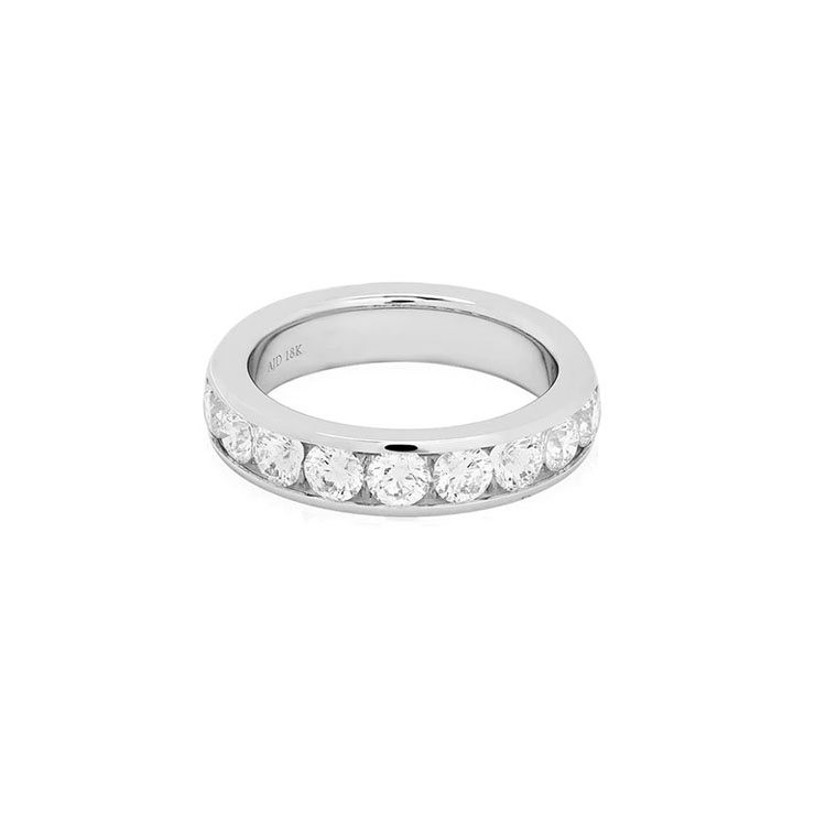 18K White Gold Diamond Halfway Band