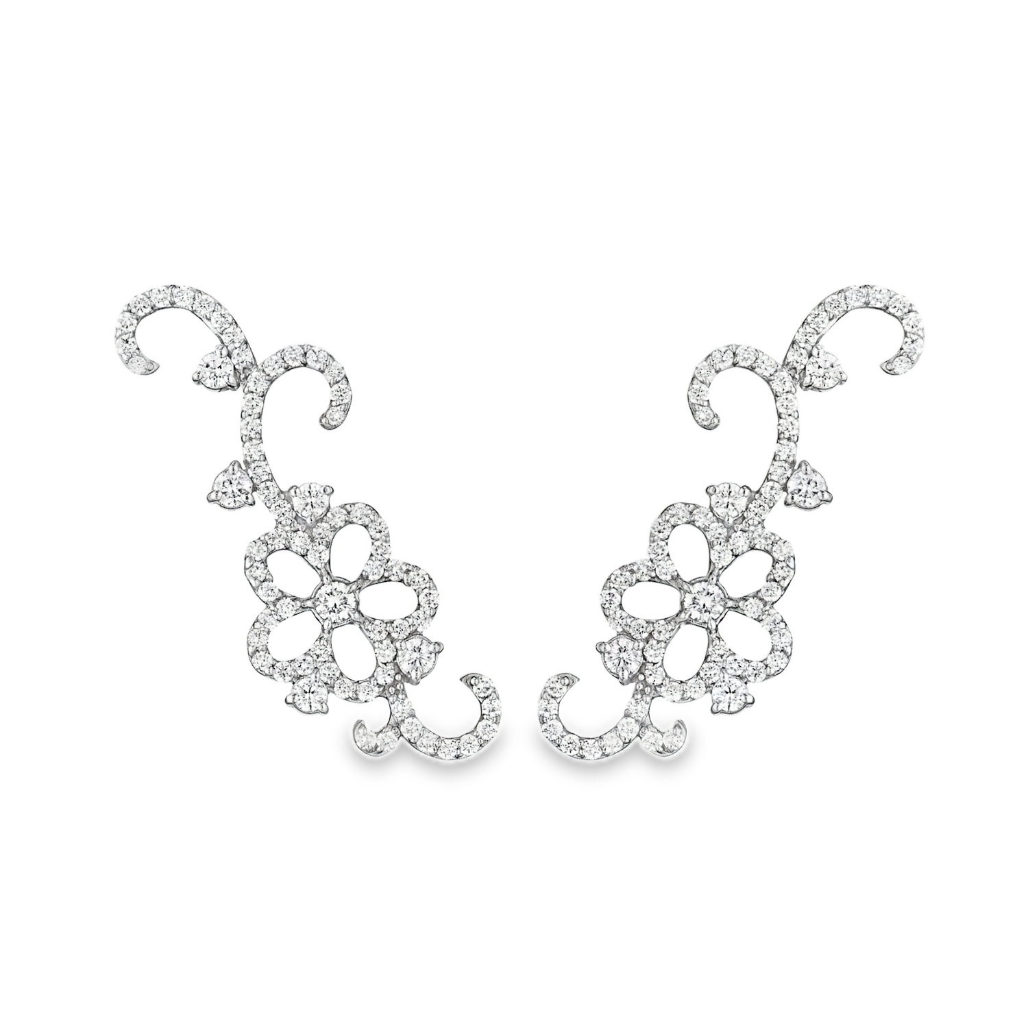 Penny Preville 18K White Gold Flower Earring Climbers