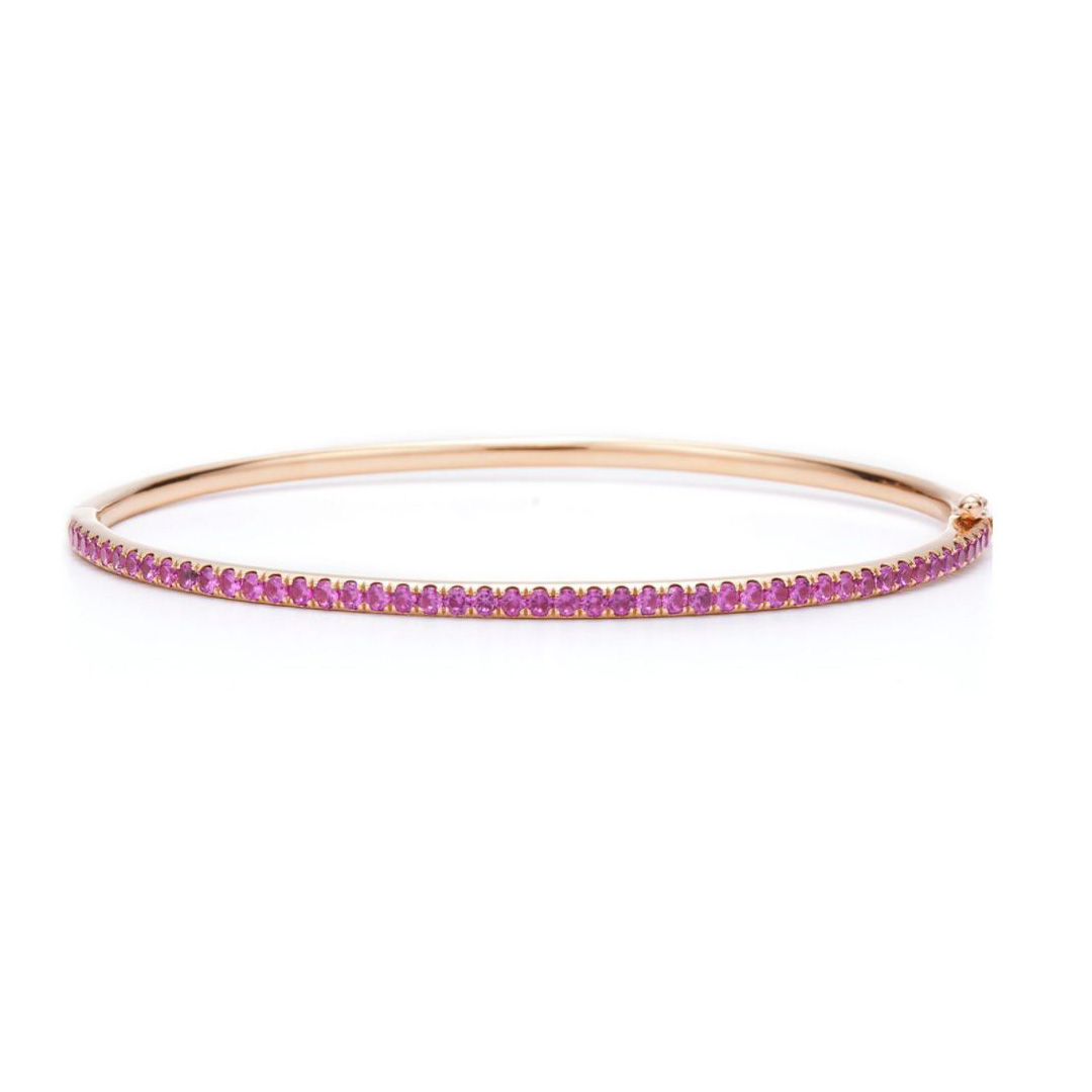 18K Rose Gold Stackable Collection Pink Sapphire Bangle
