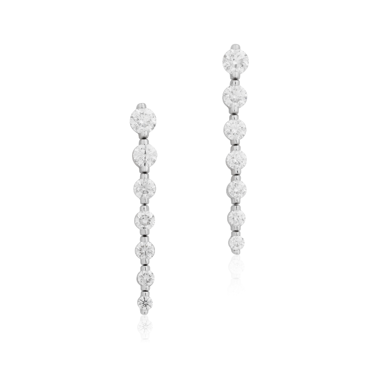 18K White Gold and Diamond Drop Dangle Earrings