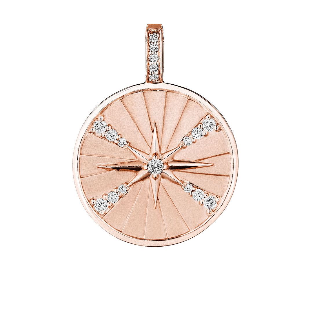 Penny Preville 18K Rose Gold Starburst Diamond Star Medallion