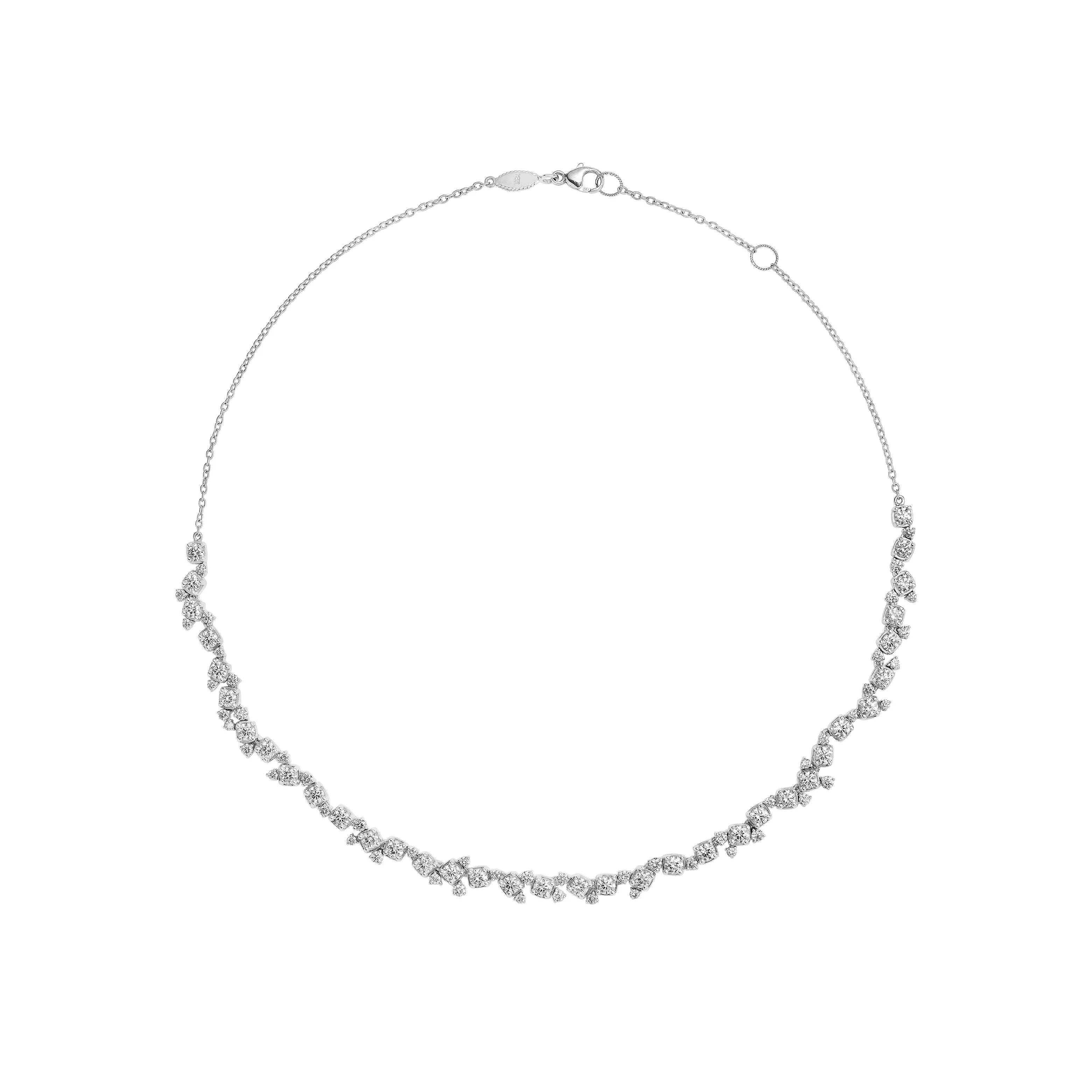 18K White Gold and Diamond Stardust Collection Half Way Choker Necklace itemprop=