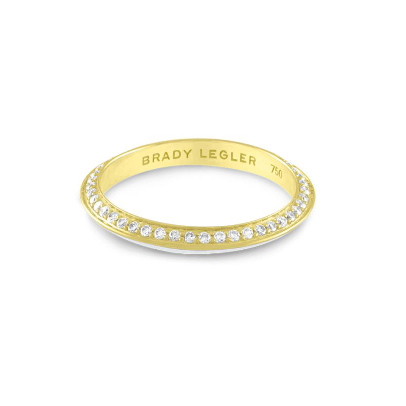 Brady Legler 18K Yellow Gold and White Enamel Knife Edge Diamond Band - BLR-014WEWD18Y