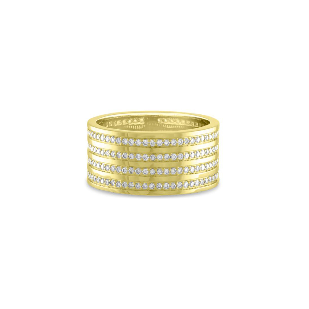 Brady Legler 18K Yellow Gold Four Row Diamond Eternity Band - BLR-020WD18Y