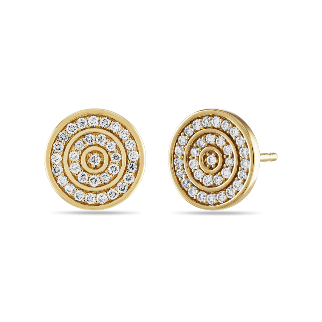 Brady Legler 18K Yellow Gold Diamond Circle Stud Earrings - BLE-021WD18Y