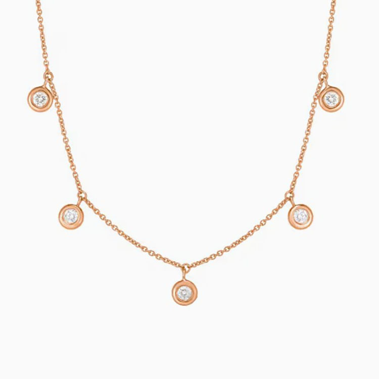 Roberto Coin 18K Rose Gold Diamonds by the Inch Five Station Necklace