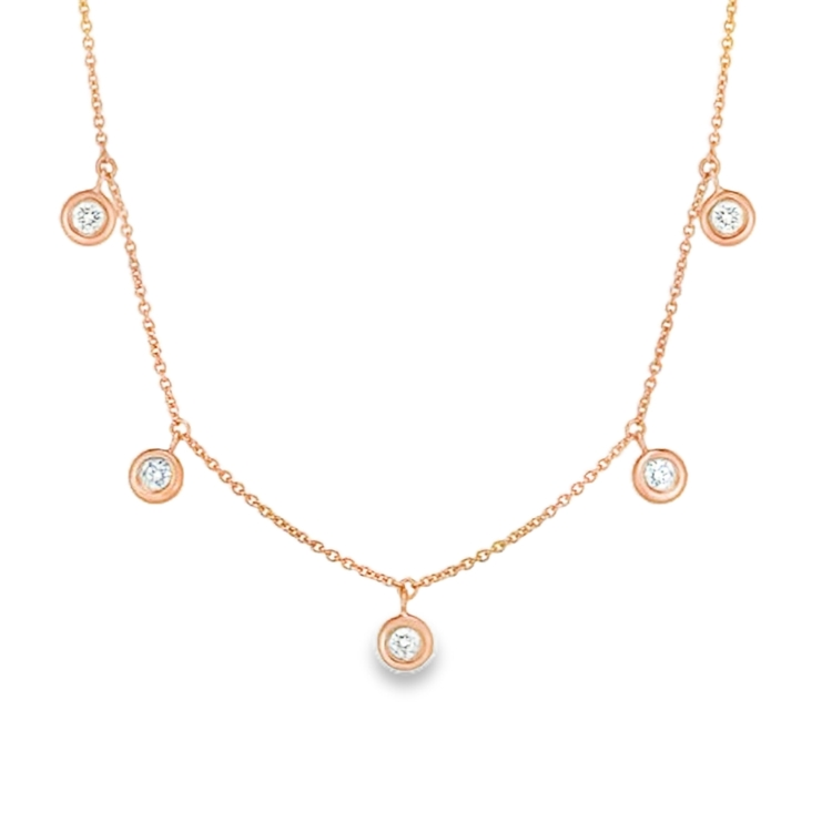Roberto Coin 18K Rose Gold Diamonds by the Inch Five Station Necklace