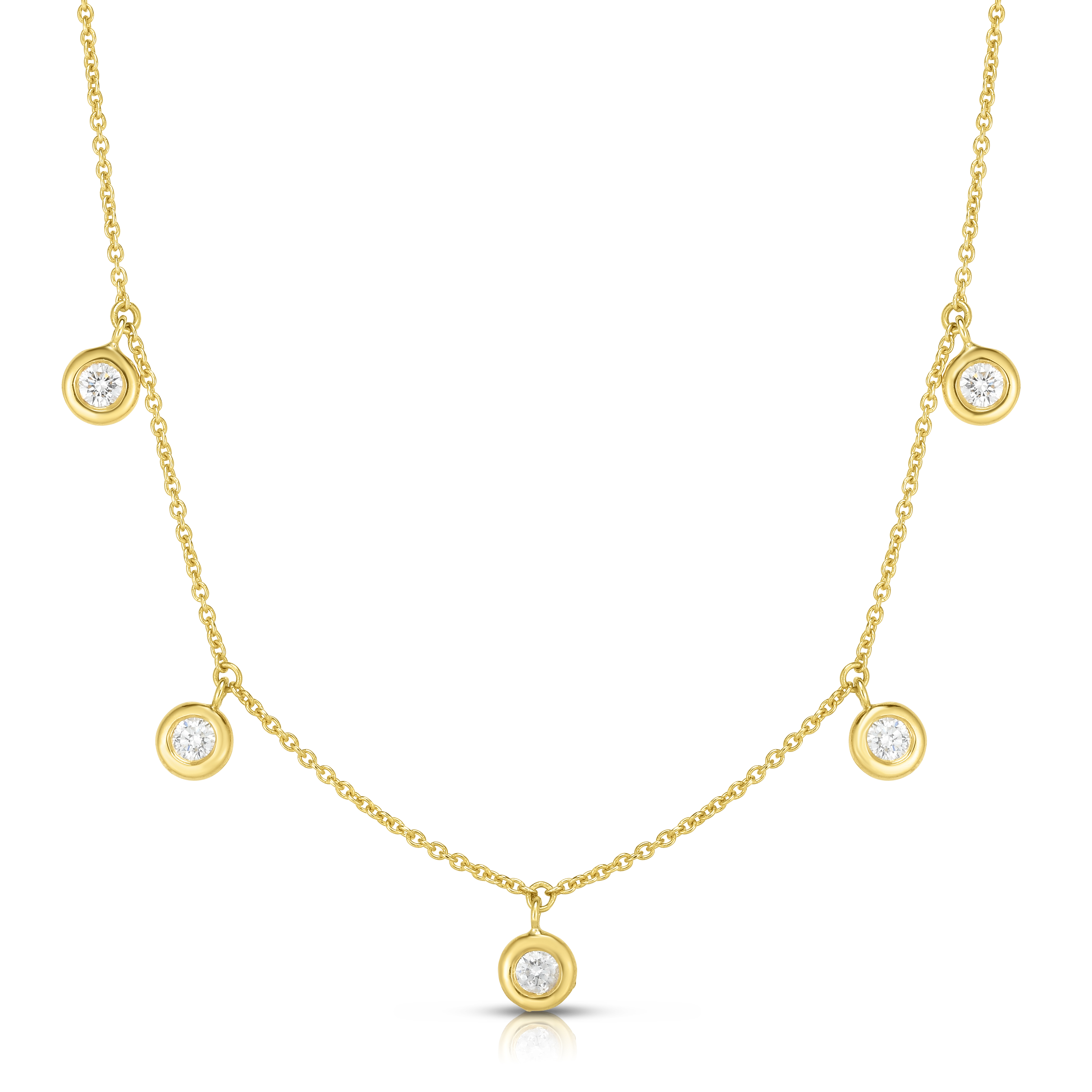 Roberto Coin 18K Yellow Gold Five Station Diamond Necklace