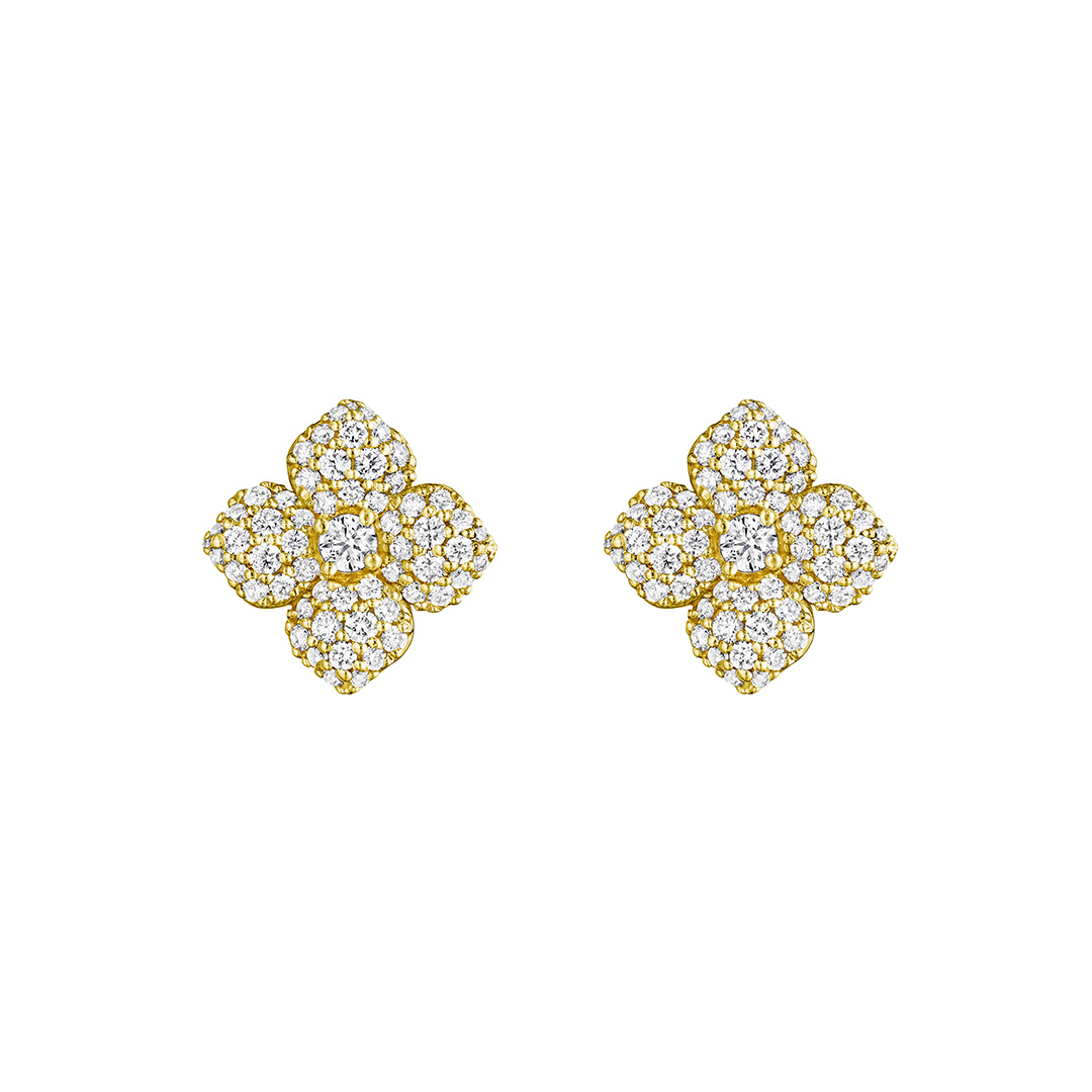 Penny Preville 18K Yellow Gold Enchanted Garden Diamond Small Flower Earrings