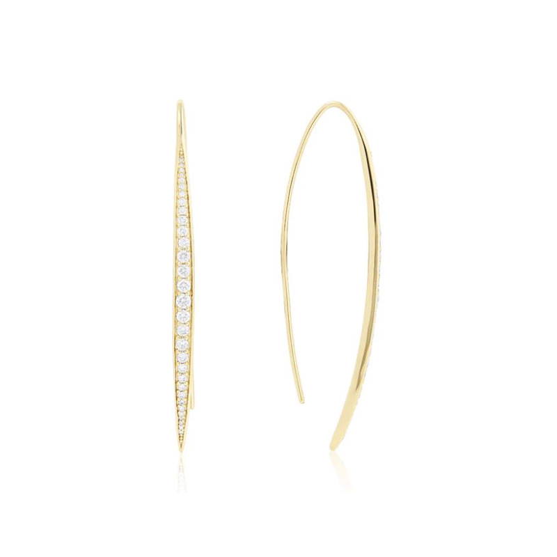 18K Yellow Gold Diamond Wire Earrings - 104