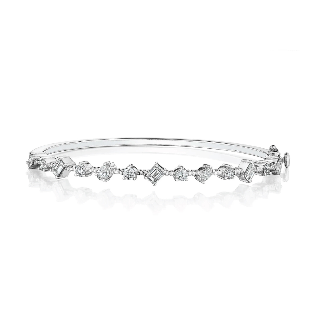 Penny Preville 18K White Gold Art Deco Diamond Bangle