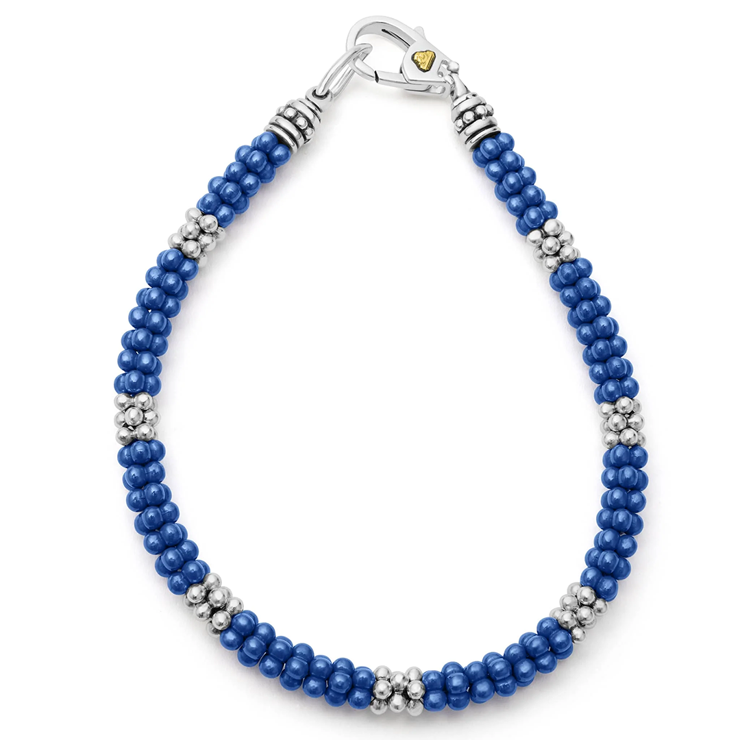 LAGOS Sterling Silver and Ultramarine Ceramic Blue Caviar Bracelet