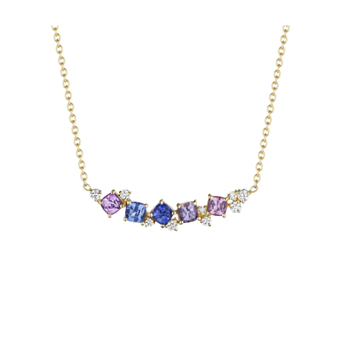 Penny Preville 18K Rose Gold Watercolor Diamond and Sapphire Necklace - 519