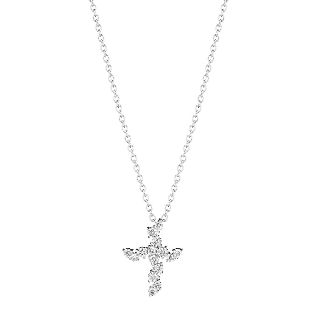Penny Preville 18K White Gold Starburst Collection Diamond Cross Pendant