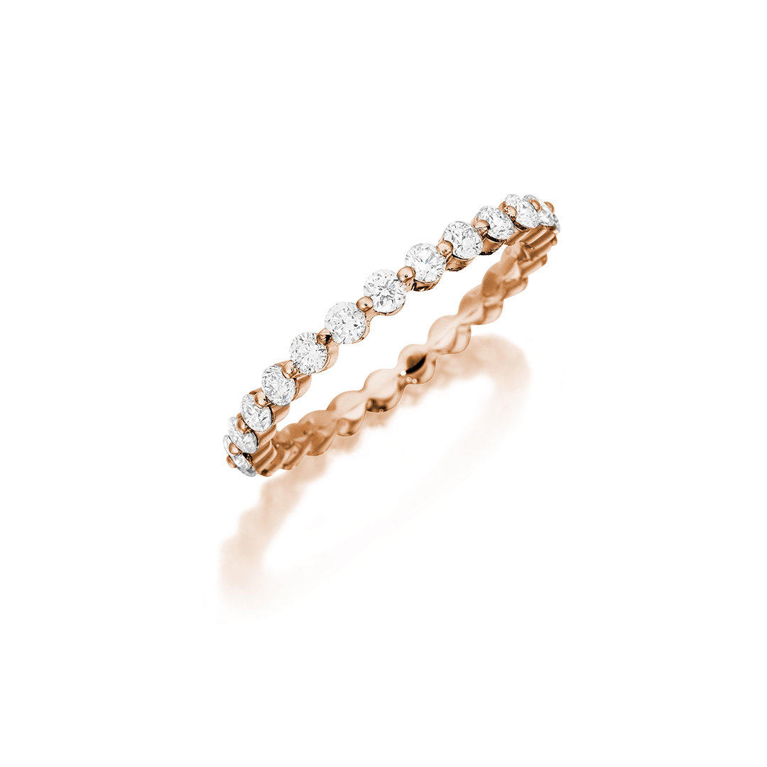 Henri Daussi 18K Rose Gold Diamond Eternity Band - 1297