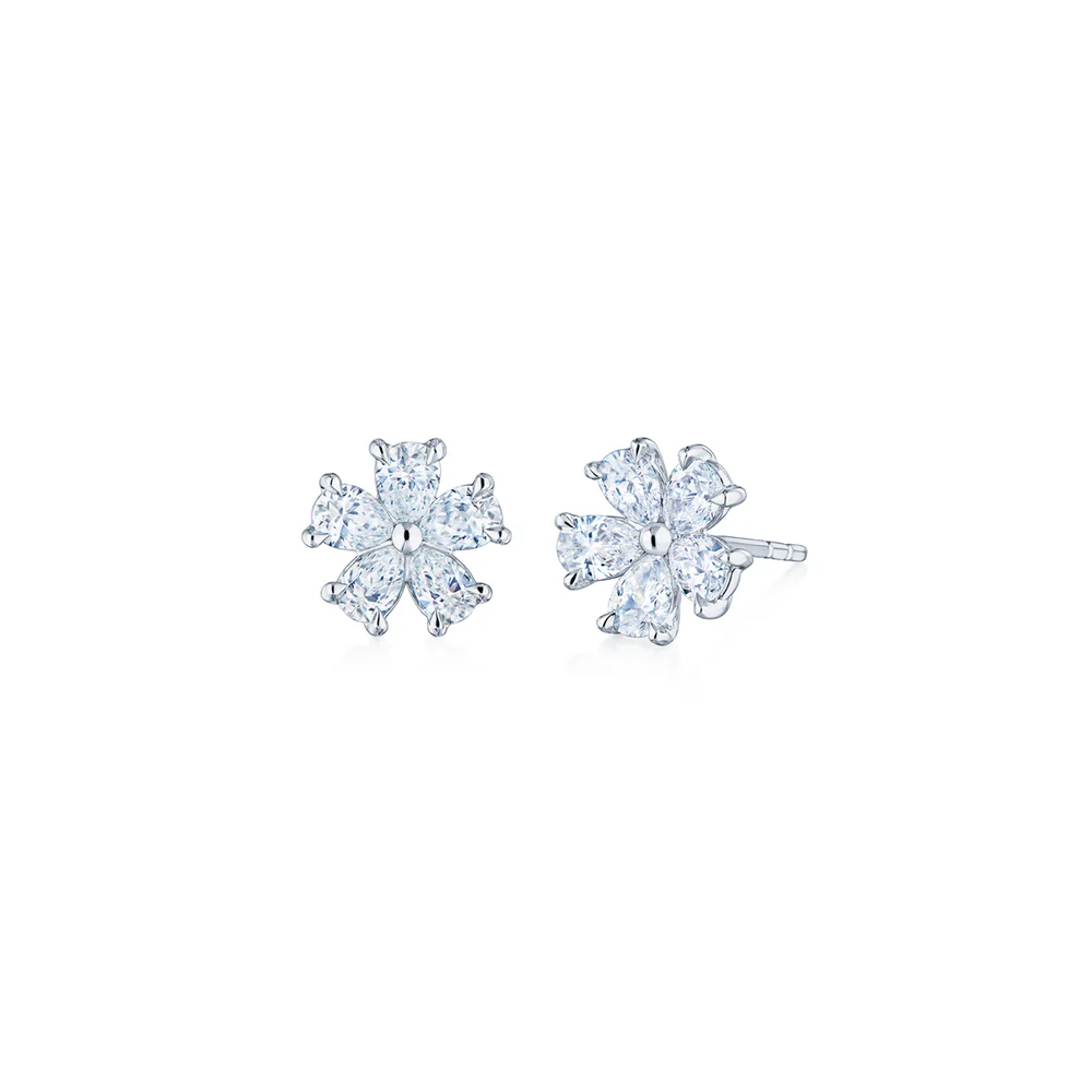 Kwiat Platinum Cluster Diamond Floral Stud Earrings