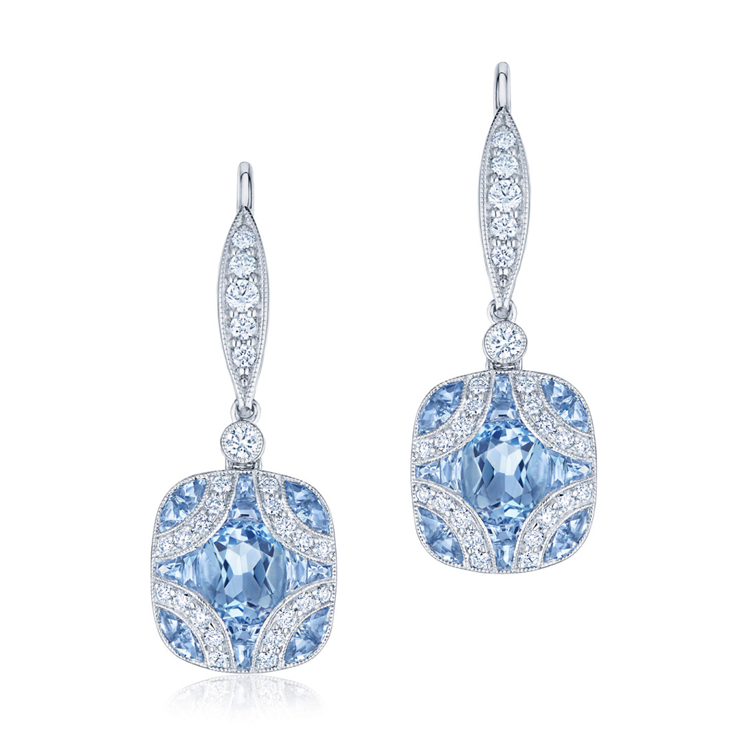 Kwiat 18K White Gold Argyle Aquamarine Earrings