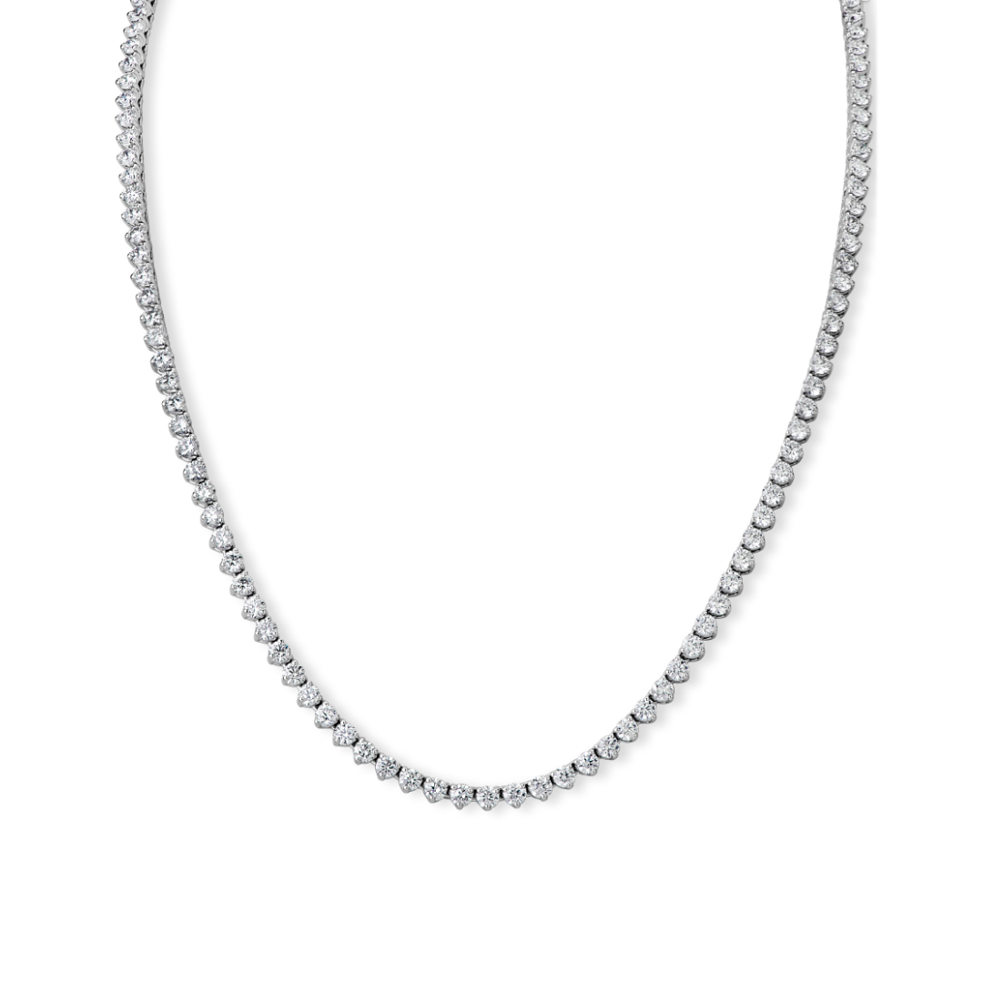 14K White Gold Diamond Riviera Necklace