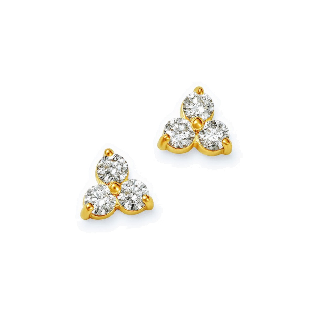 14K White Gold Diamond Cluster Earrings
