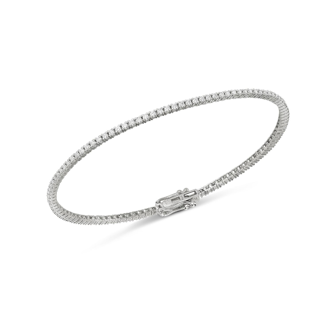 14K White Gold Diamond Straight Line Tennis Bracelet