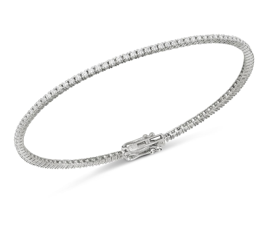 14K White Gold Diamond Straight Line Tennis Bracelet